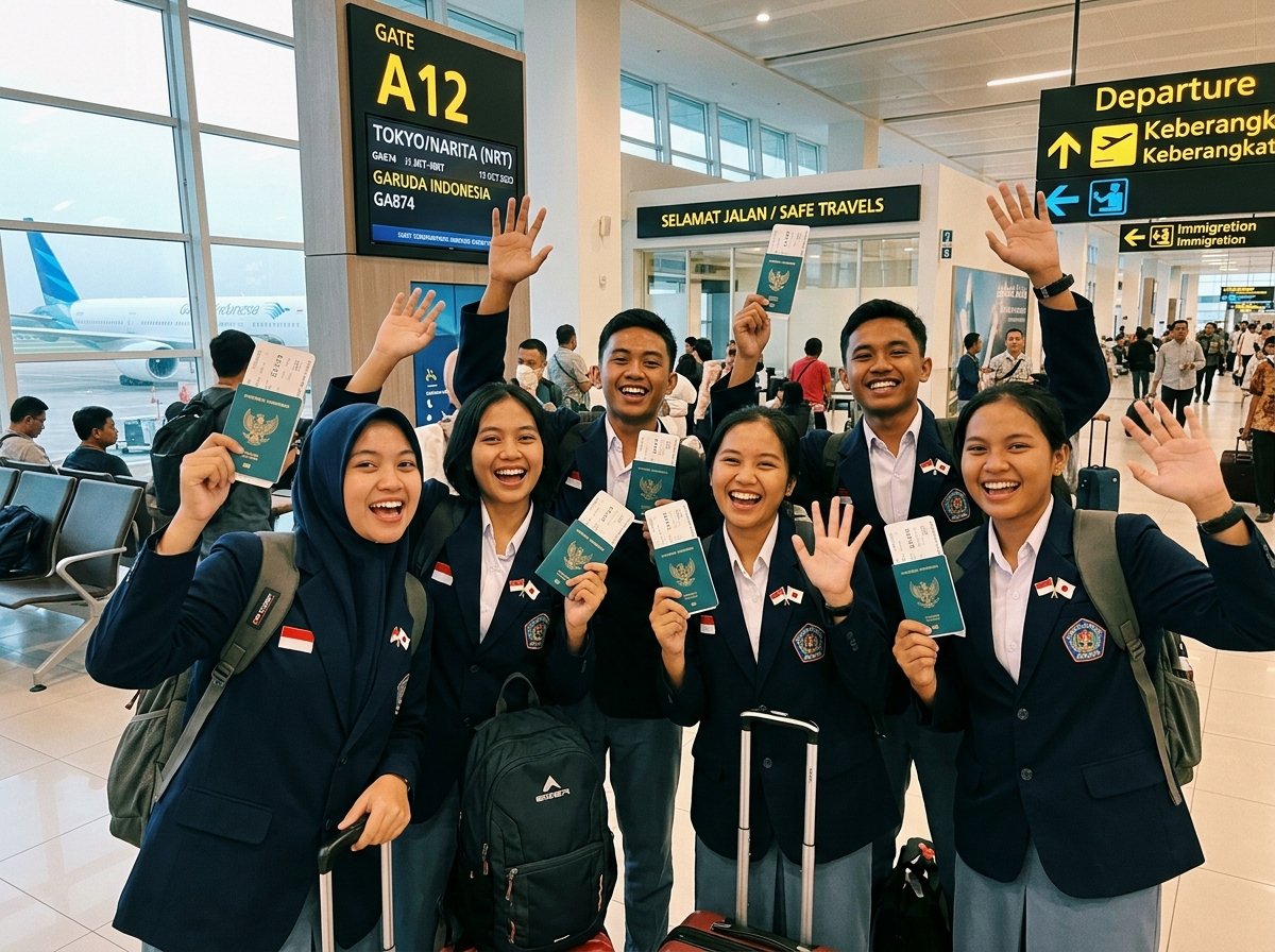 Pelepasan alumni LPK terbang menuju Jepang di bandara